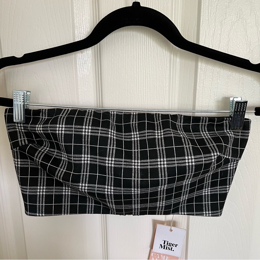 Tiger Mist Plaid Bandeau Top - Size Small